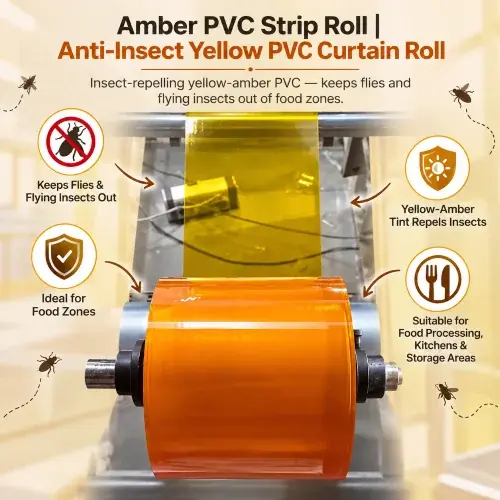 Amber PVC Strip Roll | Anti-Insect Yellow PVC Curtain Roll | Chronovex