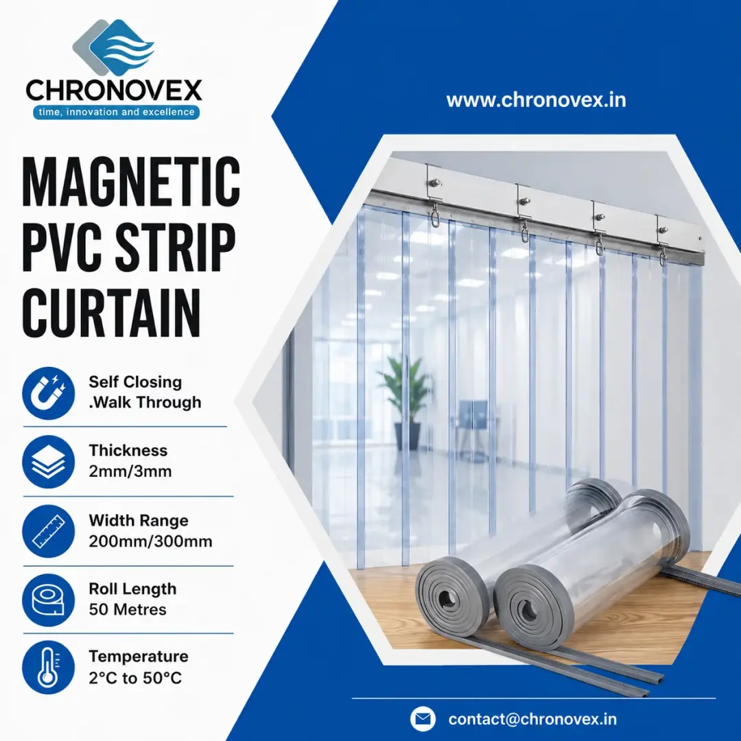 Magnetic PVC Strip Curtain | Self-Closing Industrial Curtain | Chronovex