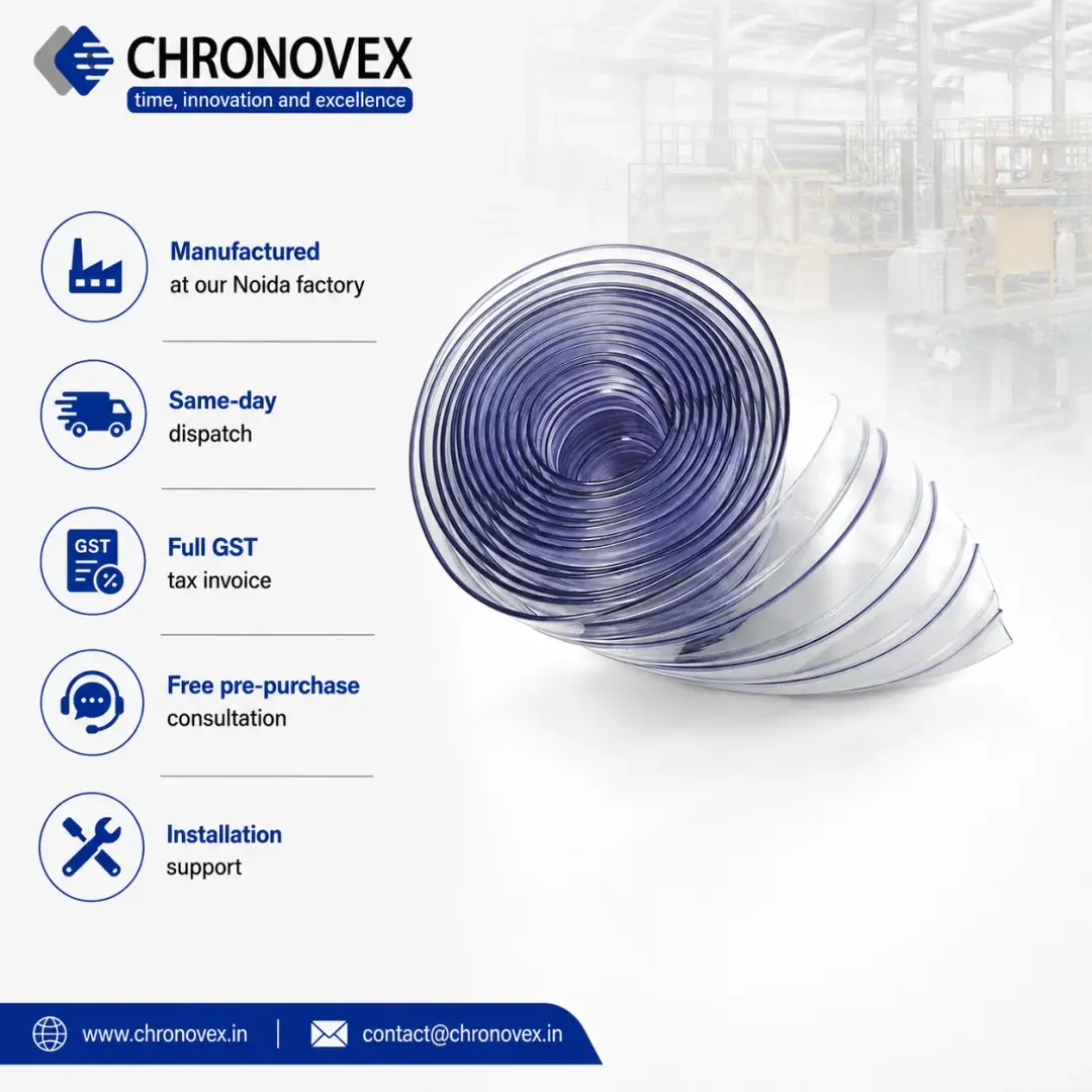 Ribbed PVC Strip Roll | Anti-Scratch Industrial PVC Curtain Roll | Chronovex