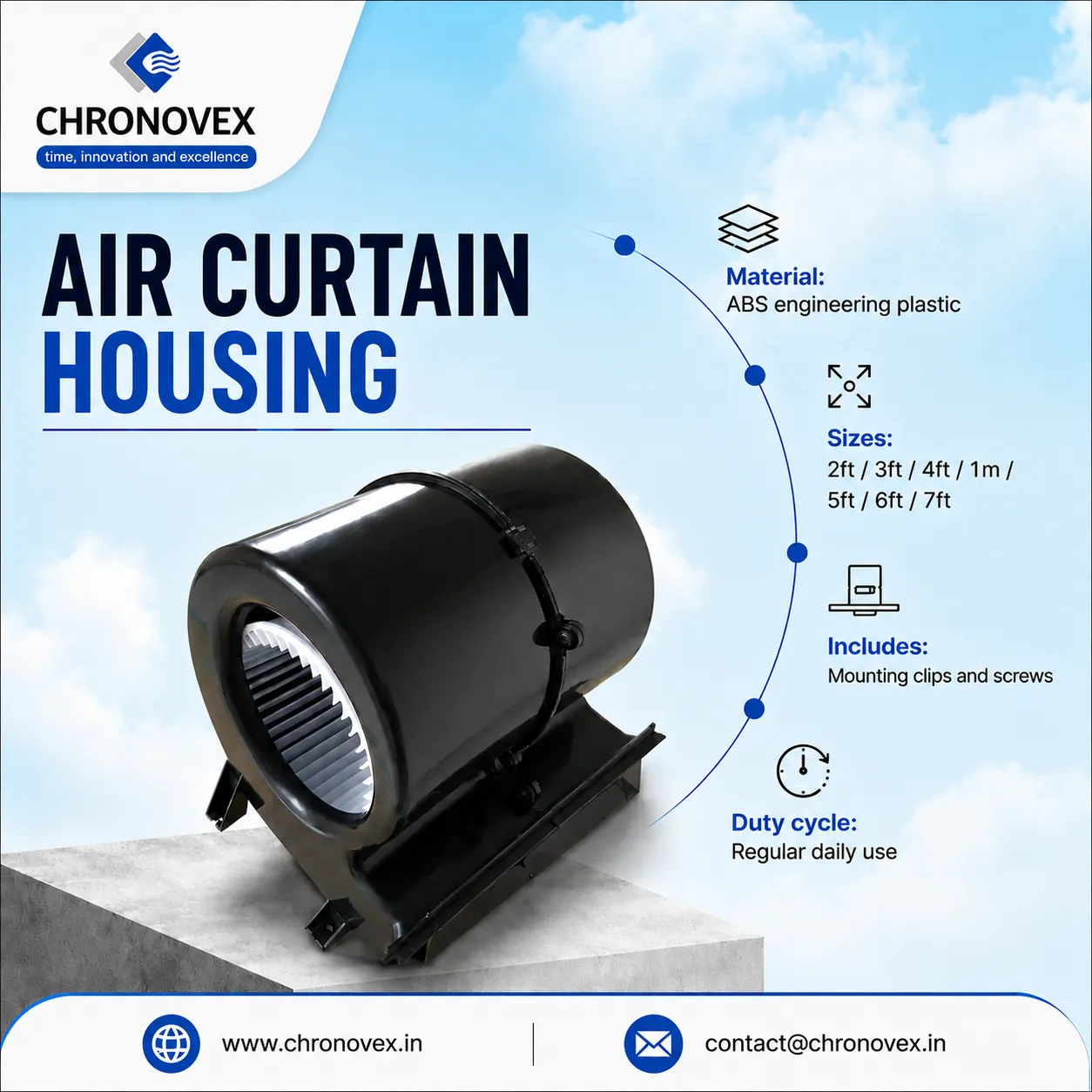 Air Curtain Housing (Blower Cover, ABS Material) | Chronovex