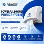ABS automatic hand dryer (white) – 95 m/s jet airflow, hot and cold mode, 10–12 second drying time