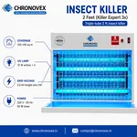 Insect Killer 2 Feet (Killer Expert 3x) – triple tube, 120–140 sq m coverage, 3 × 12 W UV lamps, 2.0 kV grid
