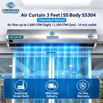 3 feet SS304 stainless steel air curtain, Standard Series – airflow up to 1,500 CFM, 14 m/s outlet