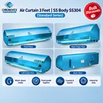 3 feet SS304 stainless steel air curtain, Standard Series – front, right, left and back views