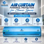4 feet SS304 stainless steel air curtain, Premium Series – 240 W, 2 motors, 4 blowers, 2,000/1,450 CFM