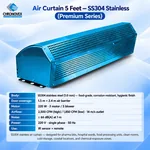 5 feet SS304 stainless steel air curtain, Premium Series – 1.5 × 2.4 m door coverage, 320 W, 3 motors, 5 blowers, up to 66 dB