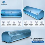 5 feet SS304 stainless steel air curtain, Premium Series – three views; wash-down ready, FSSAI/HACCP friendly