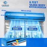 6 feet SS304 stainless steel air curtain, Standard Series – 1800 × 210 × 225 mm; 2,250 CFM low, 3,000 CFM high