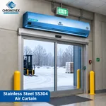SS304 stainless steel air curtain above a cold storage loading door